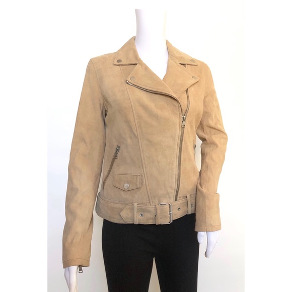UGG STACEY SUEDE MOTO JACKET -CAMEL TAN  LAMB SUEDE -WOMEN’S SIZE XS -NEW - Picture 2 of 9
